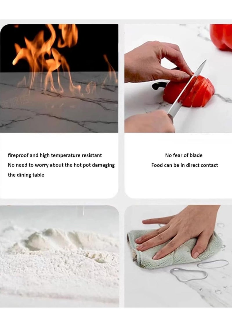 Modern Nesting Coffee Table Set of 2 with Storage Drawer, Square Rock Slab and Glass Tabletop, 2 Piece Stacking Side Table End Table for Living Room - Image 3