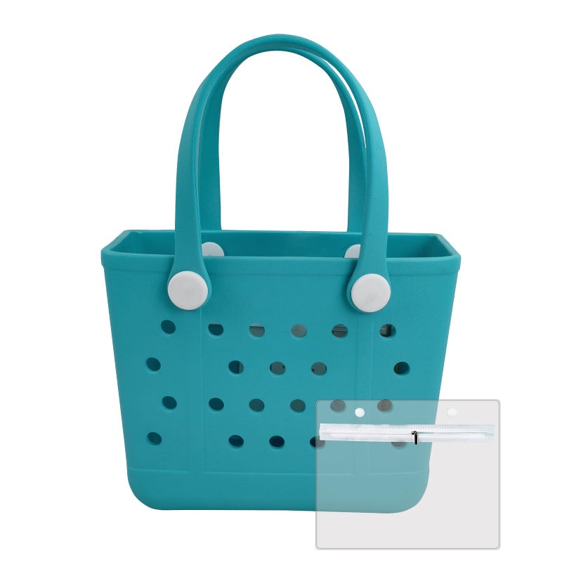 Juyeesm Small Rubber Beach Bags for Kids, Waterproof Sandproof Rubber Tote Bags Pool Bag for Travel, Boat, Sport - Image 1