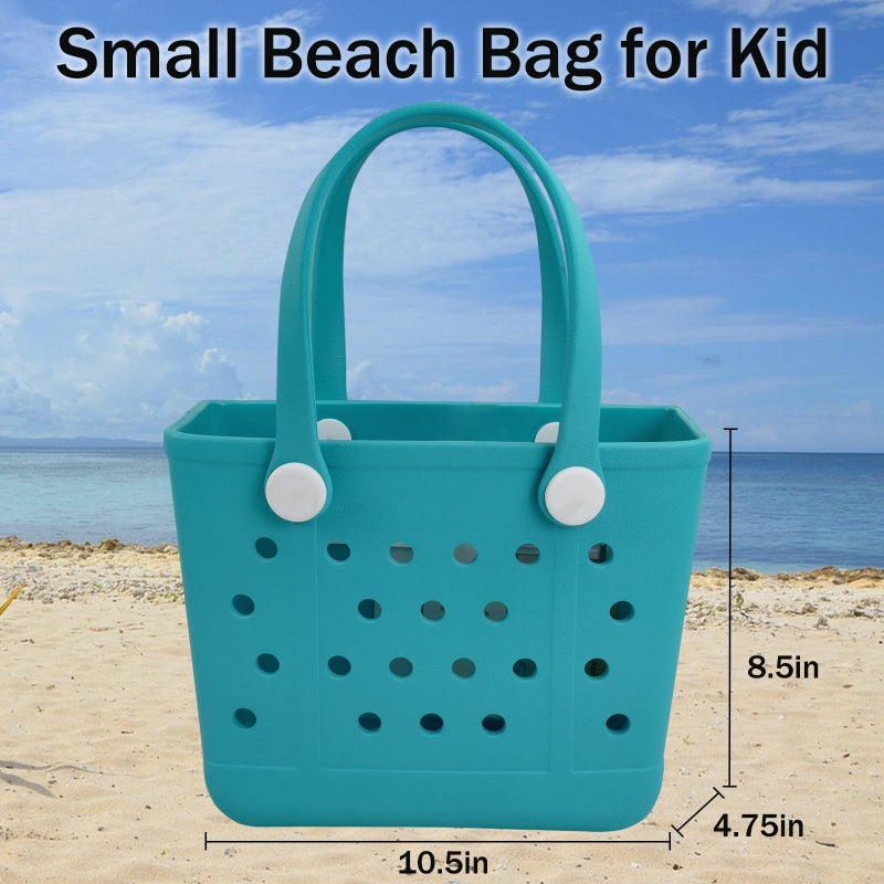 Juyeesm Small Rubber Beach Bags for Kids, Waterproof Sandproof Rubber Tote Bags Pool Bag for Travel, Boat, Sport - Image 2
