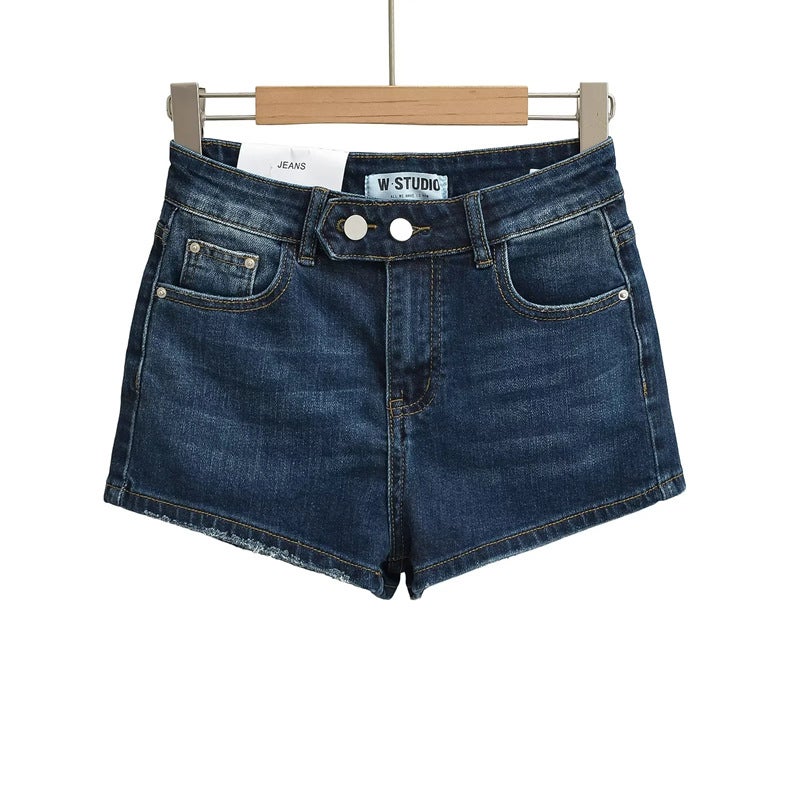 American Retro Old Spice Girl High Waist Slimming Denim Shorts Tight Hip Wide Leg Pants - Image 3