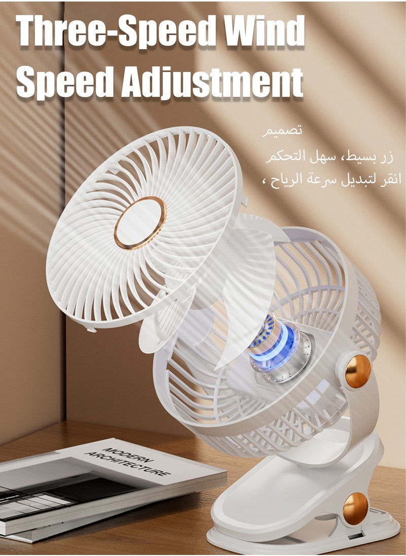 HEROCKX Mini USB Fan 180° Rotate Table Fan Portable Small Fan for Bedroom Home Office Outdoor Travel 6inch White  - Image 3