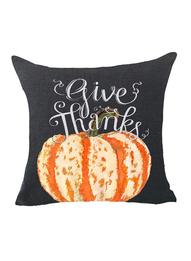Happy Thanksgiving Decorative Pillow Cover cotton Black 18x18inch - Image 1