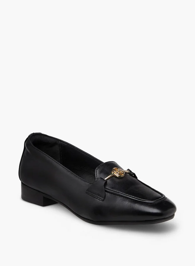 Paprika Buckle Detail Loafers with Block Heels
