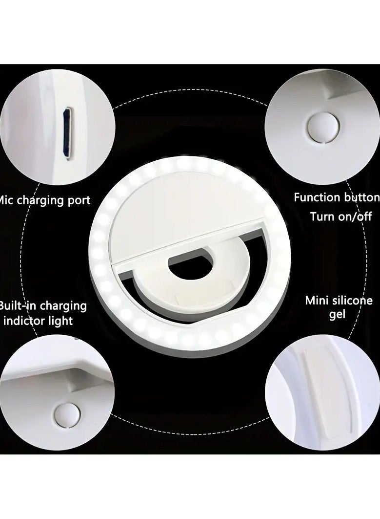 Portable LED Selfie Ring Light with 3-Level Brightness – USB Rechargeable, Battery Operated, or Handheld Photography Fill Light for Live Streaming, Video Calls, and Outdoor Use, Selfie Enhancement | - Image 3