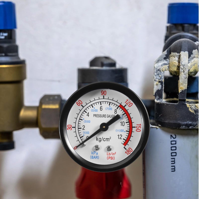 Liquid Filled Air Compressor Pressure Gauge 0 12kg Back Mount with Case - Image 5