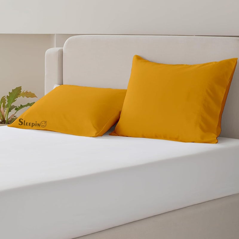 SLEEPINO Luxury Egyptian Cotton Pillow Cover Set Super Soft Breathable Hypoallergenic Pillow case Set of 2 20x36 Inch 100 Cotton Machine Washable Pillow Cover Set Gold - Image 5
