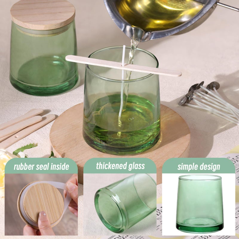 DARJEN 12 Pack Green Candle Jars for Making Candles- 9 OZ Empty Glass Candle Making Jars with Making Kits, Candle Making Supplies Candle Containers for Home DIY & GIFS - Image 3