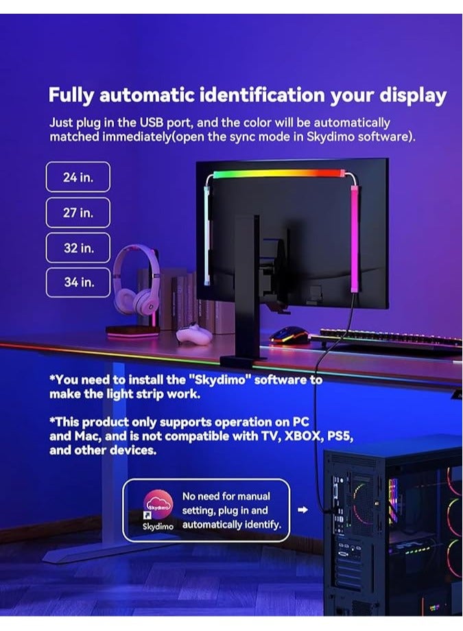 Infi-vo LED Backlight and Strip Lights for Monitors, Sync with Screen Color or Music,Computer Light Bar Behind Monitor，LEDs for Desk Gaming，USB Interface，Software Control,PC and Mac (27 inch) - Image 5