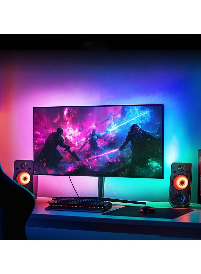 Infi-vo LED Backlight and Strip Lights for Monitors, Sync with Screen Color or Music,Computer Light Bar Behind Monitor，LEDs for Desk Gaming，USB Interface，Software Control,PC and Mac (27 inch) - Image 2
