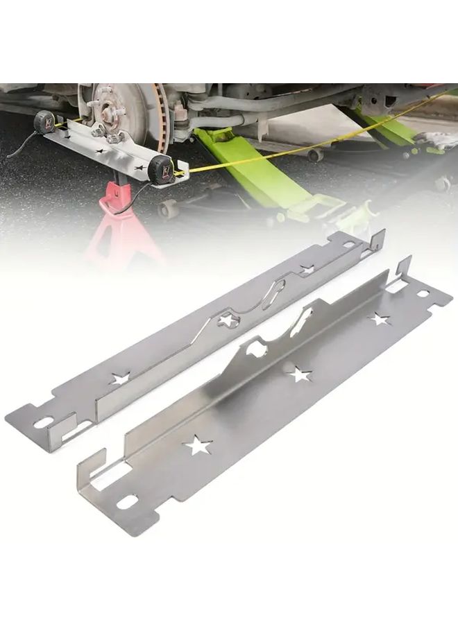 1 Pair Of Wheel Positioning Tools With 2 Tape Measures 3M Stainless Steel Alignment Plate Heavy Duty Front Tie Rod Repair Precision Balance Upgrade Easy Wall Mount Storage Silvery - Image 4