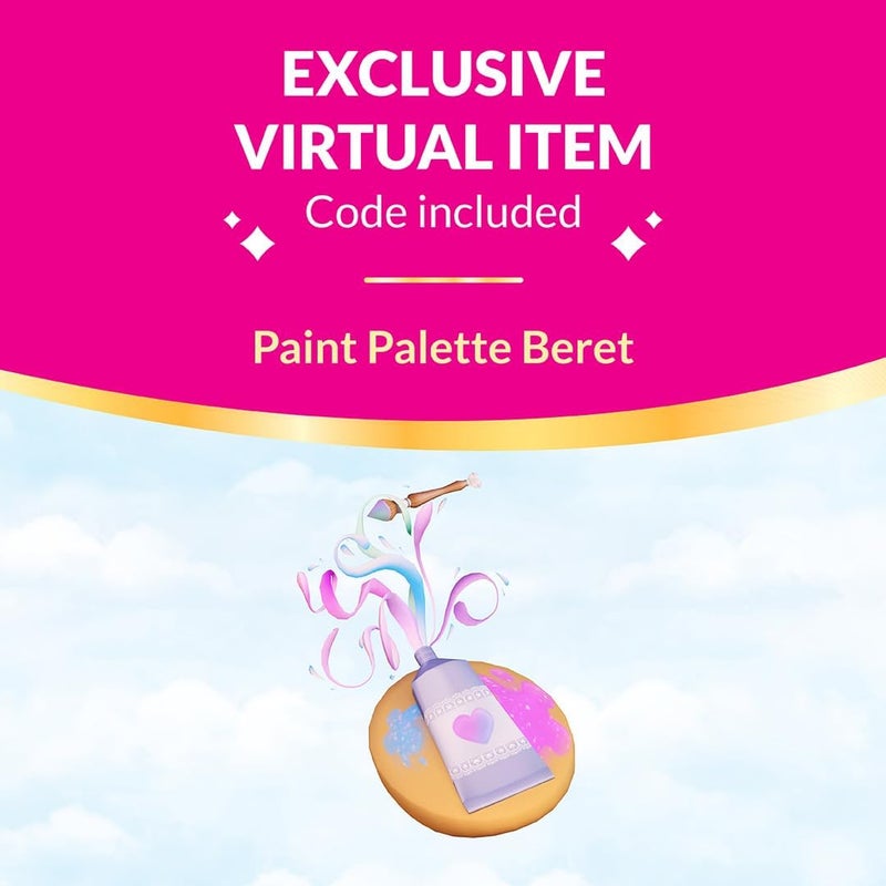 رويال هاي Royale High Art Class Playset - 1 دمية، 6 إكسسوارات - 1 كشف ماء مفاجئ - يناسب داخل مجموعة القلعة - رمز العنصر الافتراضي مضمن - الأعمار 5+ - Image 2