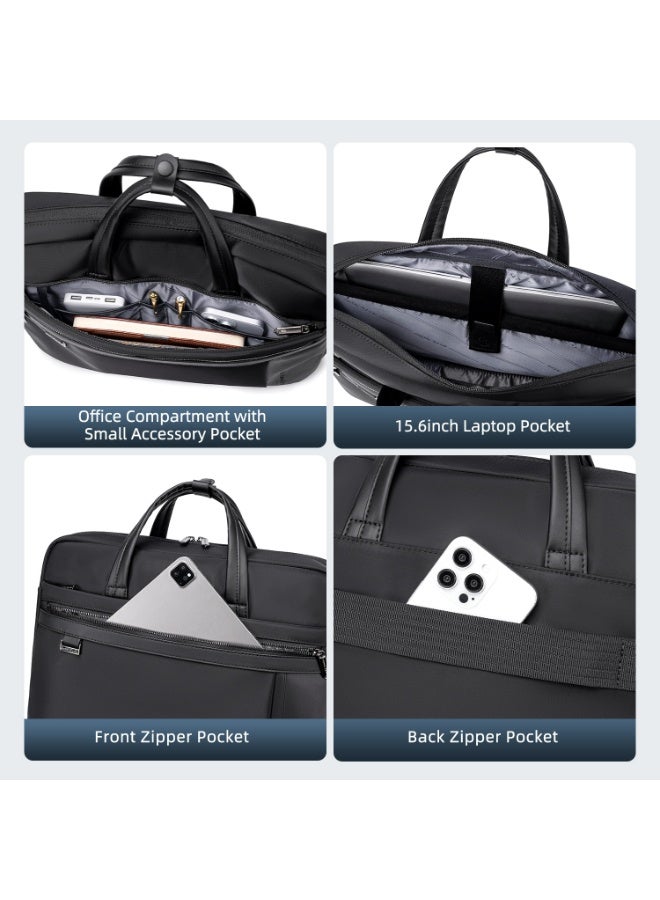 أركتيك هانتر حقيبة كمبيوتر محمول Arctic Hunter للرجال مقاس 15.6 بوصة، حقيبة جانبية للكمبيوتر المحمول مع حزام كتف قابل للفصل، مصنوعة من النايلون المقاوم للماء، متعددة الجيوب، حقيبة كمبيوتر محمول، حقيبة عمل، حقيبة يد للسفر - Image 3