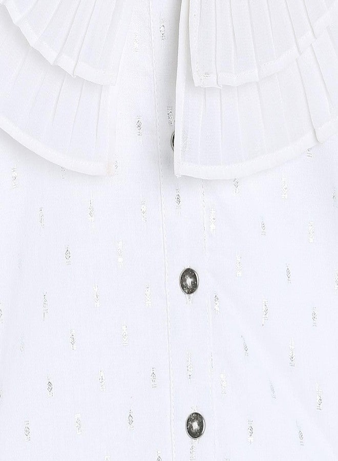 miniklub Baby Round Neck Full Sleeve Woven Cotton White Color Top (3-6M) - Image 3