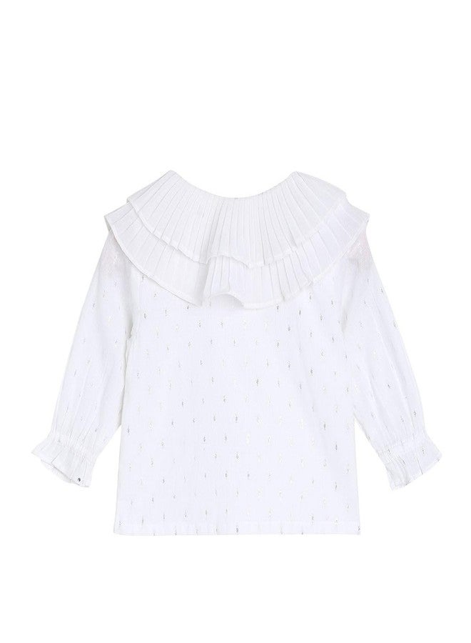 miniklub Baby Round Neck Full Sleeve Woven Cotton White Color Top (3-6M) - Image 2