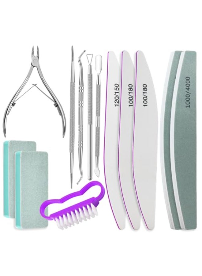 ESUOHYM Nail File and Buffer Blocks with Nail Prep Kit5mm Cuticle TrimmerCuticle CutterCuticle PusherCuticle Remover ToolsCuticle Remover for Nail Care Nail PrepManicure Kit for Women Purple - Image 1