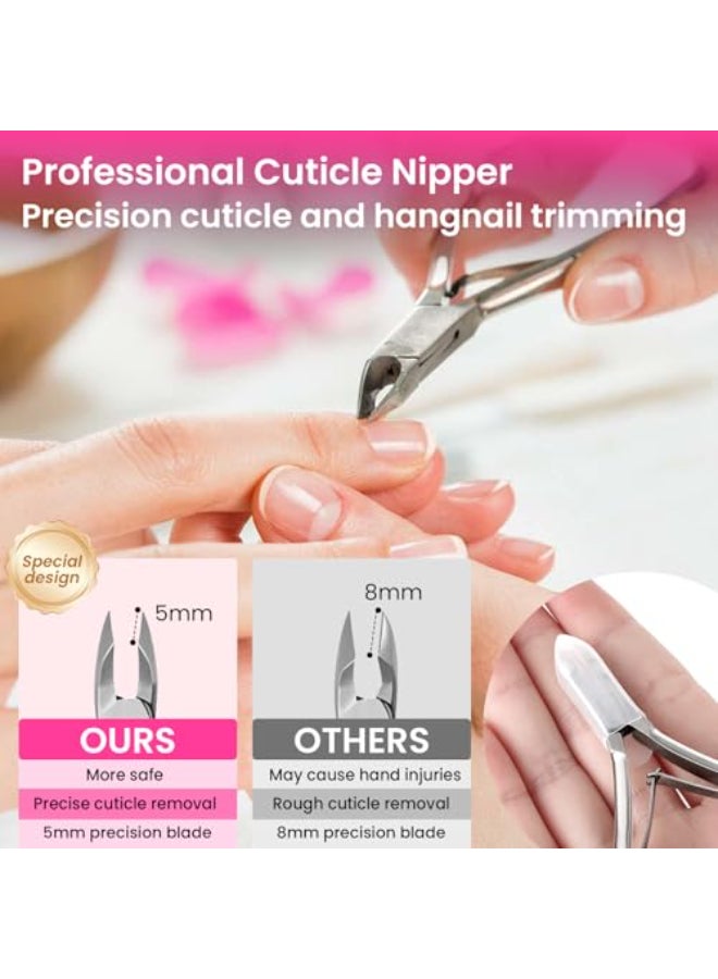 ESUOHYM Nail File and Buffer Blocks with Nail Prep Kit5mm Cuticle TrimmerCuticle CutterCuticle PusherCuticle Remover ToolsCuticle Remover for Nail Care Nail PrepManicure Kit for Women Purple - Image 3