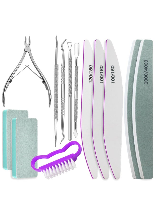 ESUOHYM Nail File and Buffer Blocks with Nail Prep Kit5mm Cuticle TrimmerCuticle CutterCuticle PusherCuticle Remover ToolsCuticle Remover for Nail Care Nail PrepManicure Kit for Women Purple - Image 2