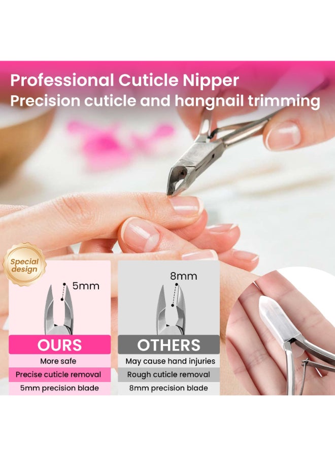 ESUOHYM Nail File and Buffer Blocks with Nail Prep Kit5mm Cuticle TrimmerCuticle CutterCuticle PusherCuticle Remover ToolsCuticle Remover for Nail Care Nail PrepManicure Kit for Women Purple - Image 4