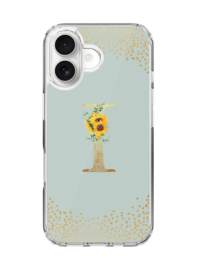 Stylizedd Classic Clear MagSafe Case for iPhone 17 , Hybrid Soft Case Flexible Edges Anti Drop TPU PC Gel Thin Transparent Cover [ Designed for iPhone 17 ] - Custom Monogram Initial Letter Floral Pattern Alphabet - I  (Light Grey )