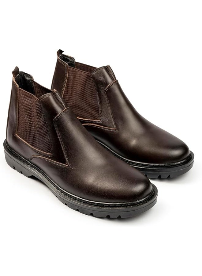 ناو شوز هاف بوت رجالي كلاسيك جلد مريح - تصميم إيطالي عصري بمطاط جانبي. - Image 1