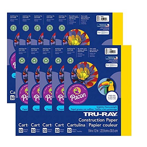 TRU-RAY TruRay Construction Paper Yellow 9 x 12 50 Sheets Per Pack 10 Packs - Image 1