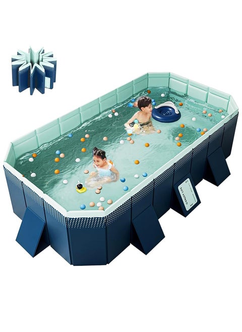 Foldable Pool Non-Inflatable Swimming Pool for Family Adults Hard Plastic Shell Collapsible Rectangle Swimming Pool for Outside Backyard Portable Pet