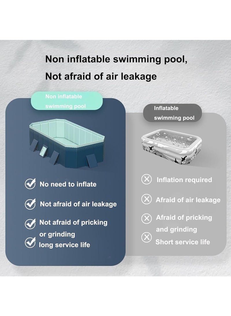 TAPIT - Foldable Pool Non-Inflatable Swimming Pool for Family Adults Hard Plastic Shell Collapsible Rectangle Swimming Pool for Outside Backyard Portable Pet - Image 1