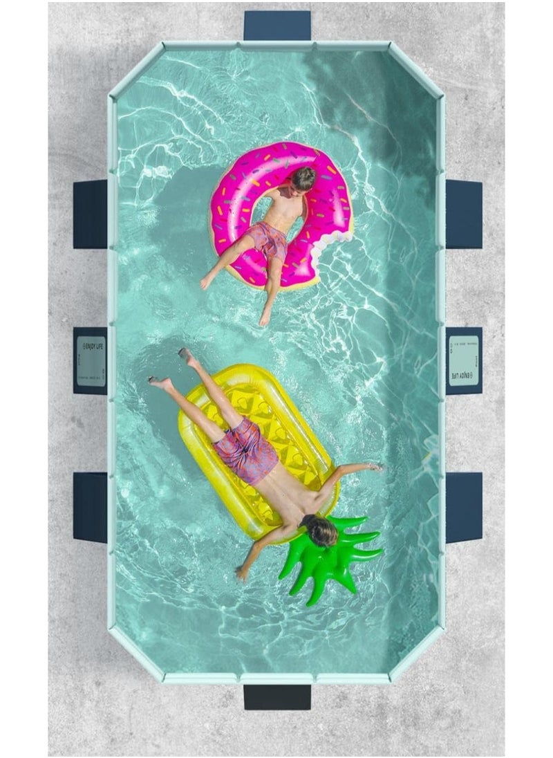 TAPIT - Foldable Pool Non-Inflatable Swimming Pool for Family Adults Hard Plastic Shell Collapsible Rectangle Swimming Pool for Outside Backyard Portable Pet - Image 1