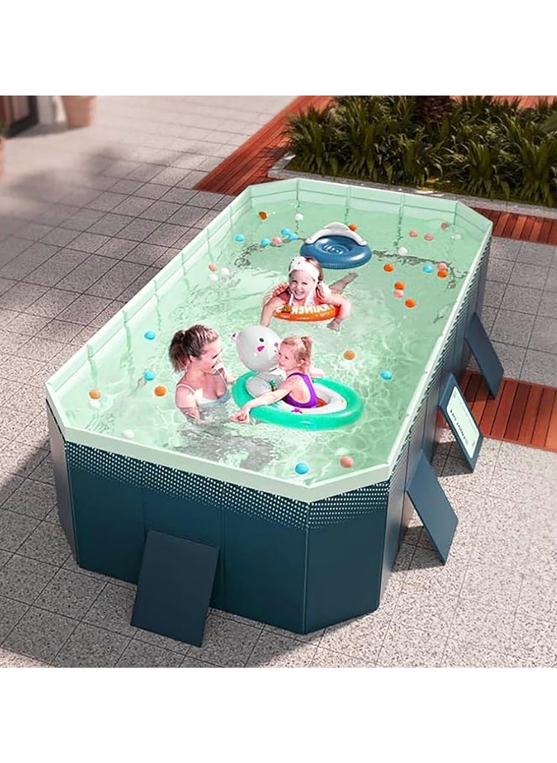 TAPIT - Foldable Pool Non-Inflatable Swimming Pool for Family Adults Hard Plastic Shell Collapsible Rectangle Swimming Pool for Outside Backyard Portable Pet - Image 1