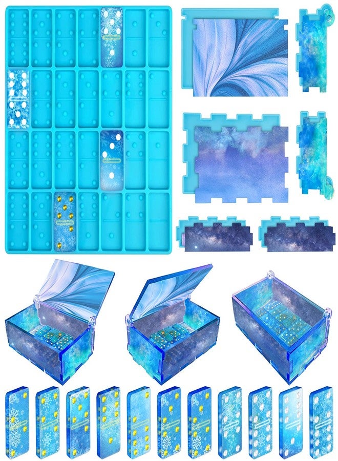 Vakoo Domino Molds for Resin Casting, Silicone Resin Domino Mold Set, Domino Resin Mold and Domino Box Mold - Image 1