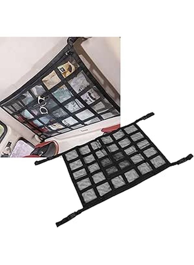 Double Layer Car Ceiling Cargo Net Pocket Organizer 31 5x21 65 Inches Roof Storage - Image 1
