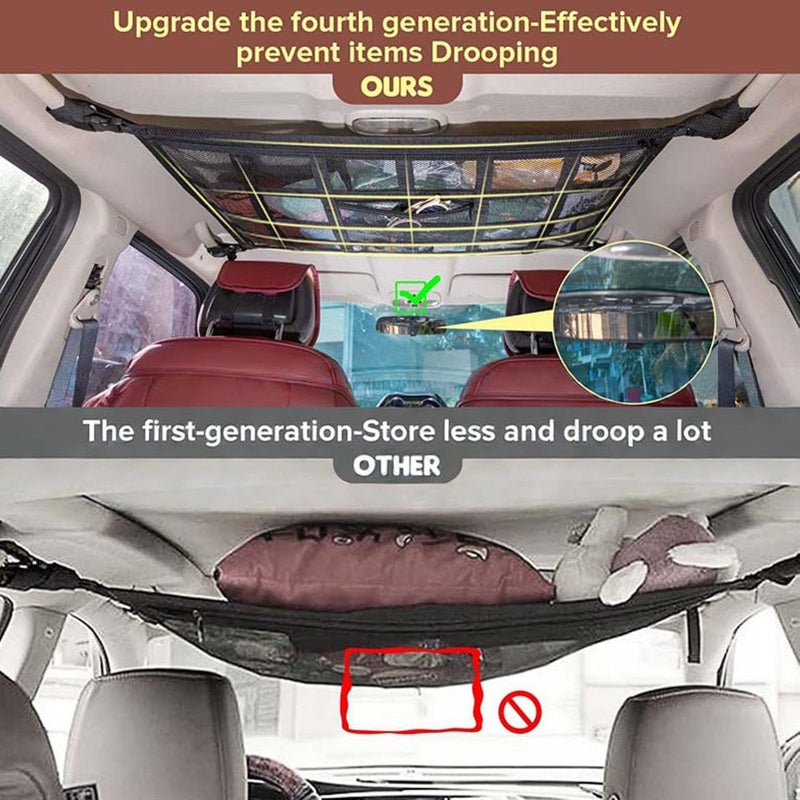 Double Layer Car Ceiling Cargo Net Pocket Organizer 31 5x21 65 Inches Roof Storage - Image 4