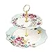 Bicuzat Bicuzat Elegant Bone China Rose Pattern 2-tier Cake Stand/Cupcake Stand/Pastry Serving Cake Stand In Gift Box  - Image 2