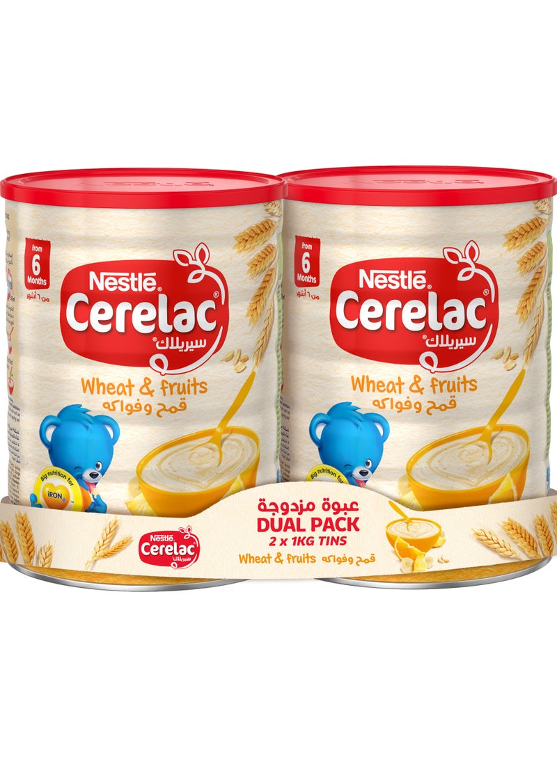 Cerelac Wheats and Fruits Cereal Dual Pack 2 x 1000g - Image 1