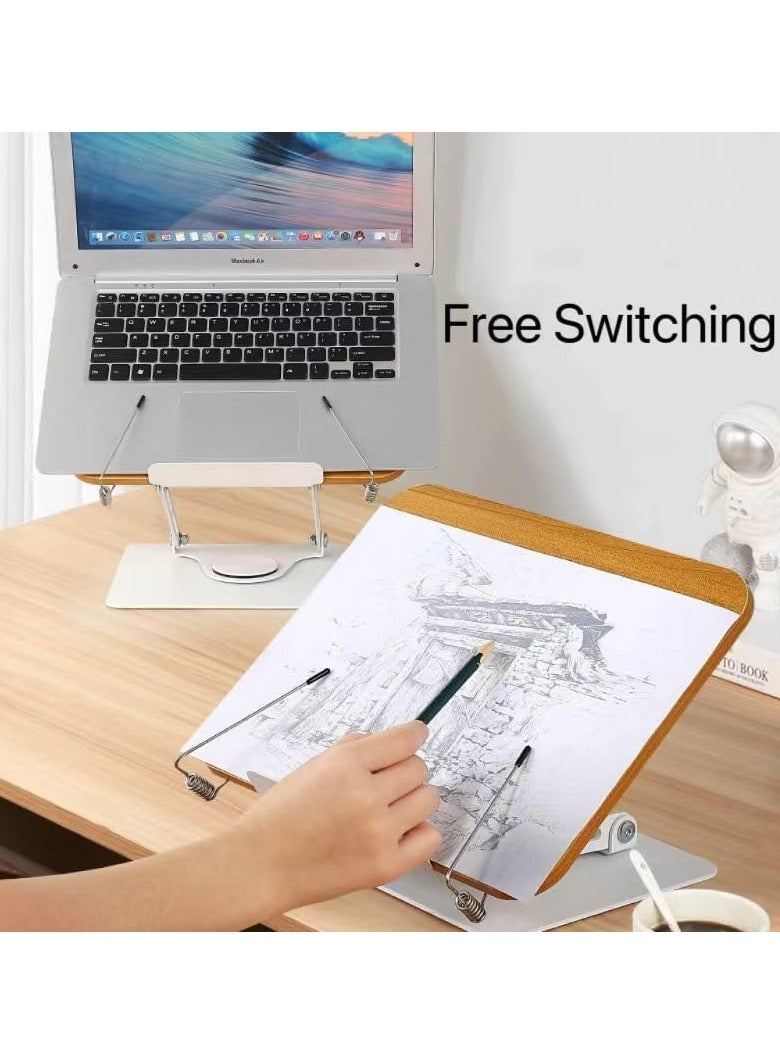 general Reading Bookshelf, Adjustable Bookshelf with 360 Degree Swivel Base and Page Clip, Folding Desktop Cooking Bookshelf, Holds Documents, Sheet Music, Magazines, Textbooks, Cookbooks - Image 2