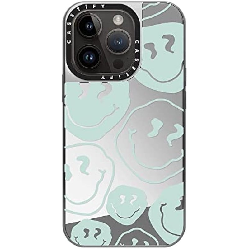 Casetify Mirror Case for iPhone 14 Pro Compatible with Magsafe - Aqua Transparent - Silver on Silver - Image 3