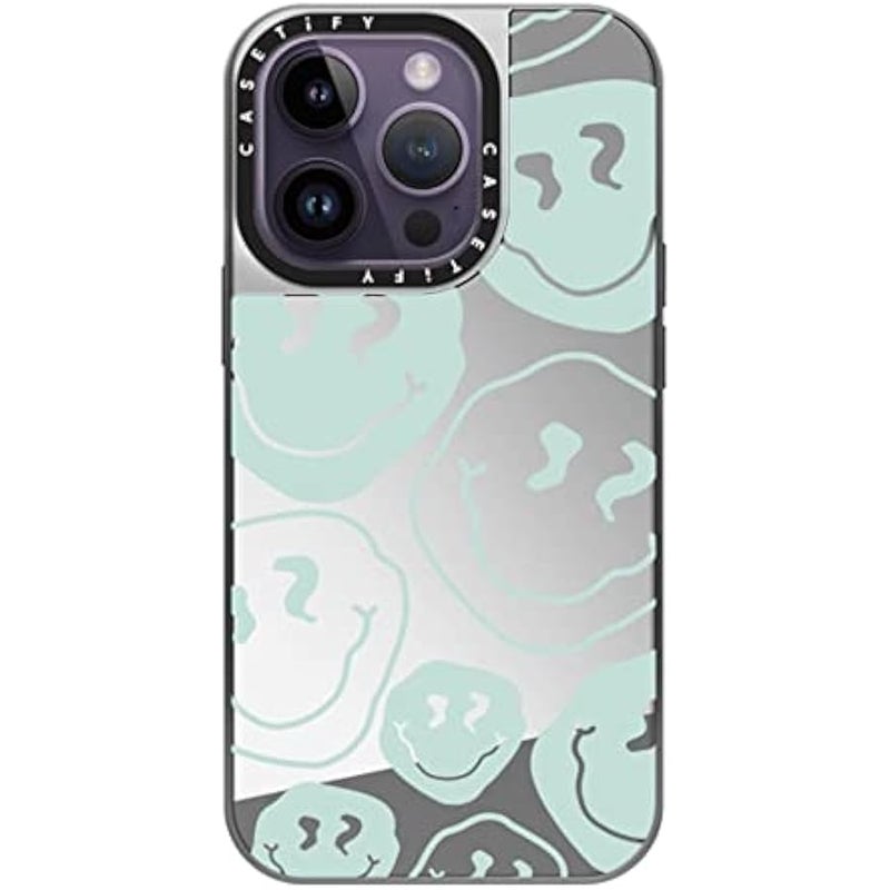 Casetify Mirror Case for iPhone 14 Pro Compatible with Magsafe - Aqua Transparent - Silver on Silver - Image 1