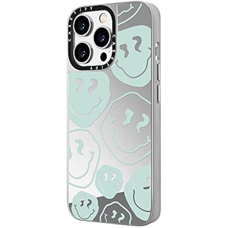 Casetify Mirror Case for iPhone 14 Pro Compatible with Magsafe - Aqua Transparent - Silver on Silver - Image 5