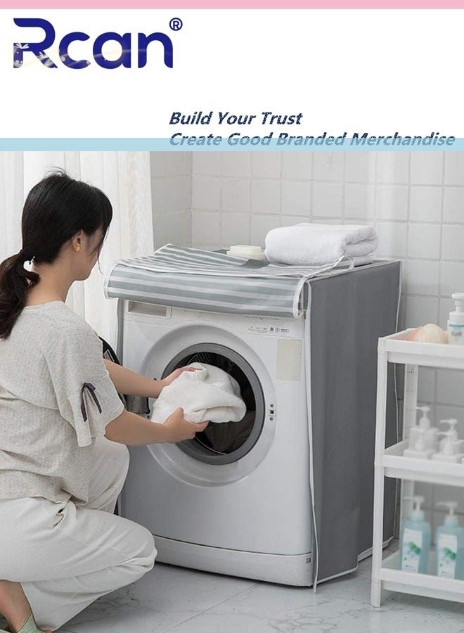 Rcan Washing Machine Cover Clothes Washer Dust Dryer Cover Lid Tumble Dustproof Cover Case with Zipper for Front Load Washer Protection Waterproof Sun for Drum Washing Machine 56 x 60 x 85cm - Image 2