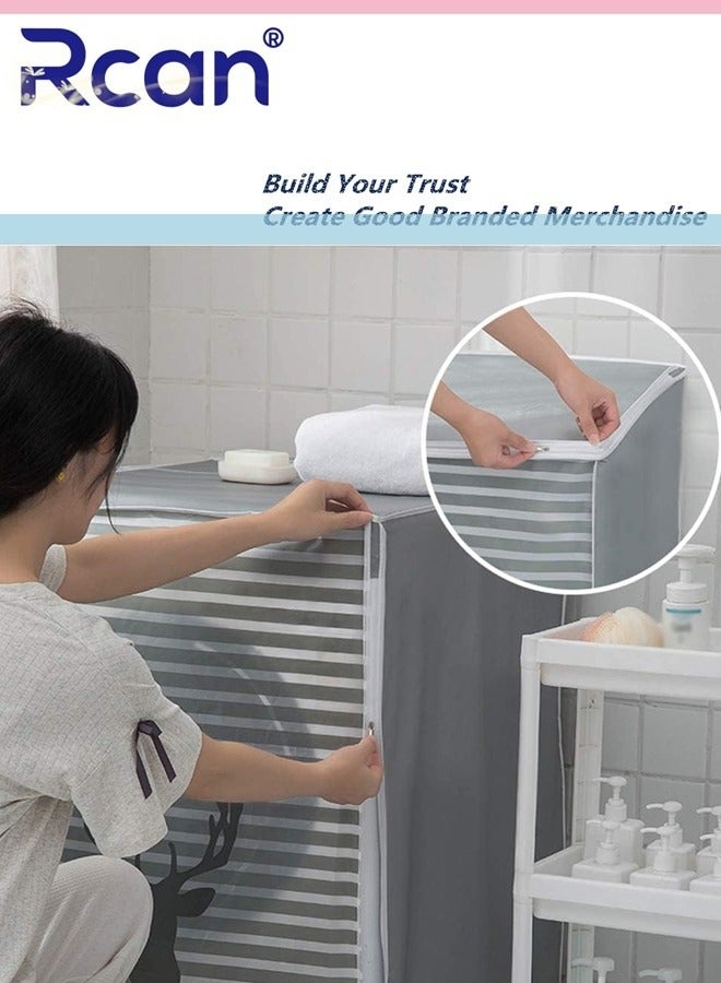 Rcan Washing Machine Cover Clothes Washer Dust Dryer Cover Lid Tumble Dustproof Cover Case with Zipper for Front Load Washer Protection Waterproof Sun for Drum Washing Machine 56 x 60 x 85cm - Image 3