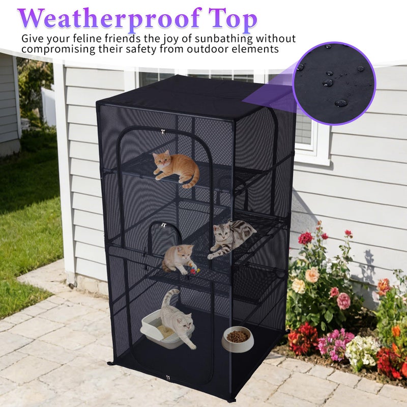 Deblue Catio Outdoor Cat Enclosure Window 61.4" H Large Cat Cage with Perches 4 Tiers Cat Patio Playpen Kitten Kennel for Multiple Indoor Cats - Image 5