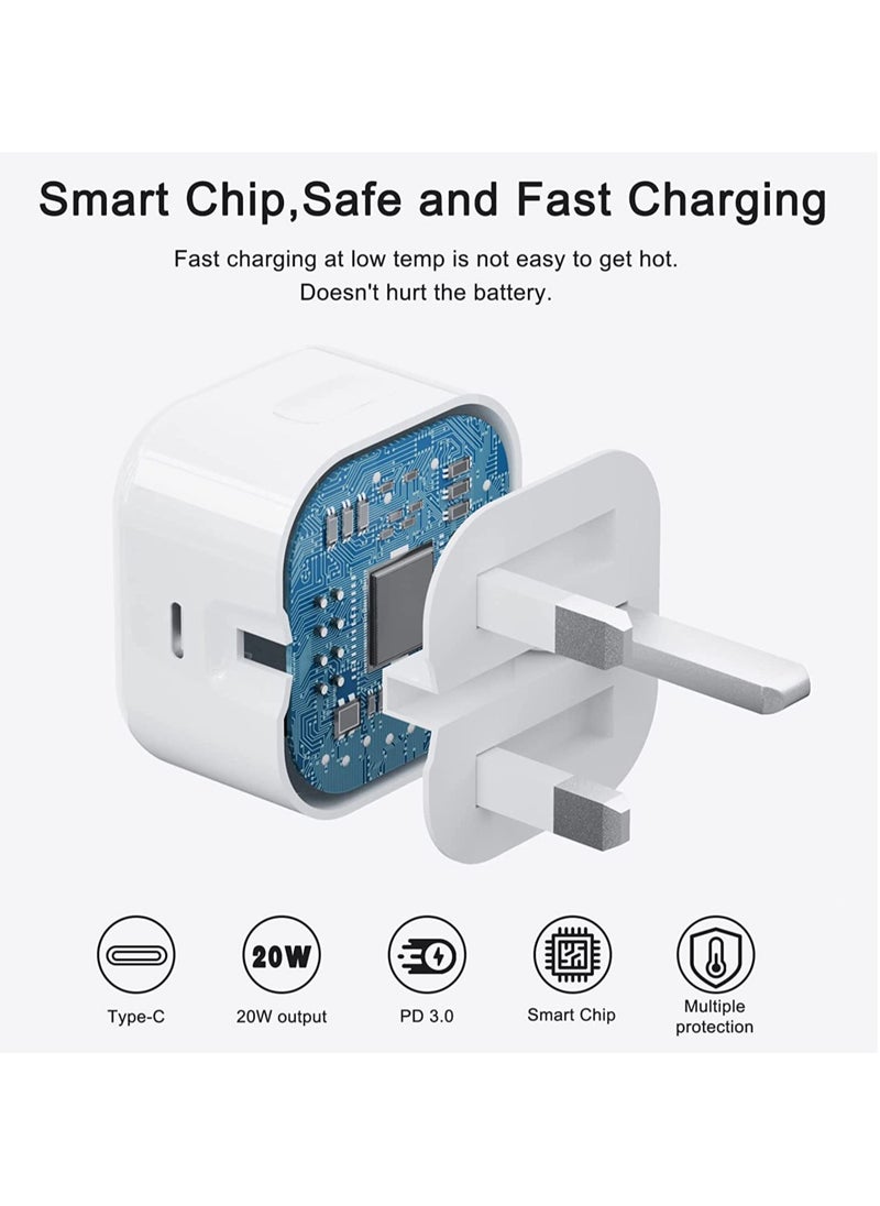 ELTRAZONE - 1Pack iPhone USB C Fast Charger, [Apple MFi Certified] 20W PD Type C Power Block Wall Charger Plug Adapter with 6.6FT USB-C to Lightning Cable Compatible with iPhone 14 PRO MAX - Image 1