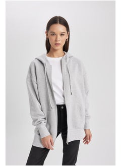 DeFacto Woman Oversize Fit Hooded Long Sleeve Knitted Cardigan  - Image 2