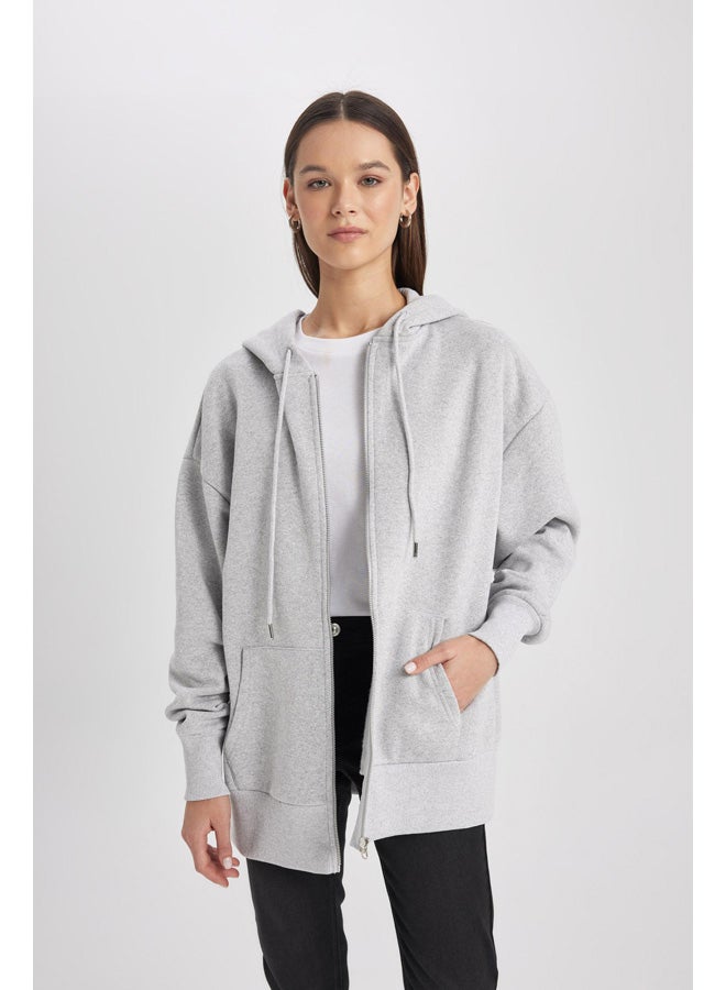 DeFacto Woman Oversize Fit Hooded Long Sleeve Knitted Cardigan  - Image 1