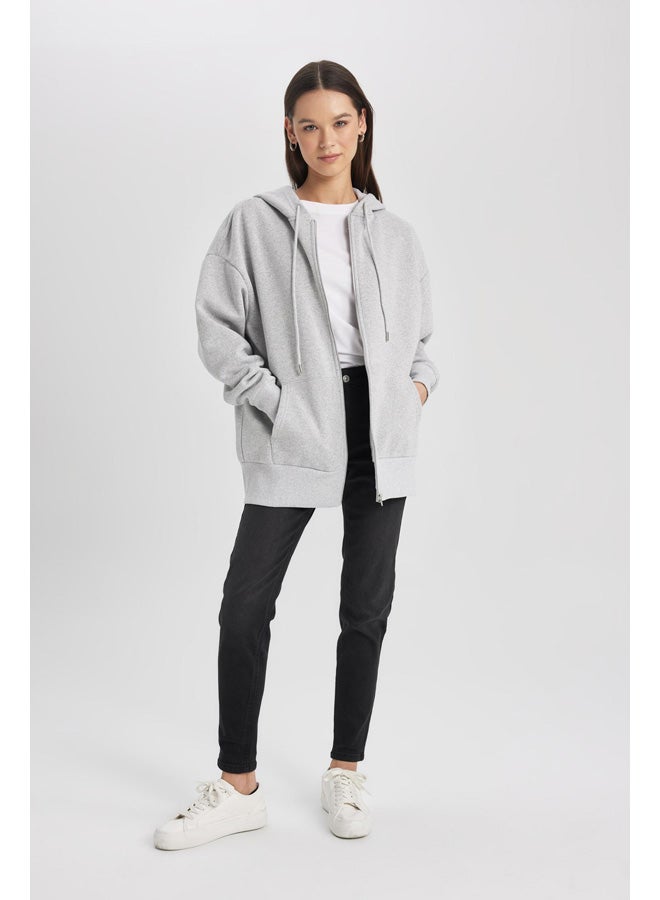 DeFacto Woman Oversize Fit Hooded Long Sleeve Knitted Cardigan  - Image 3