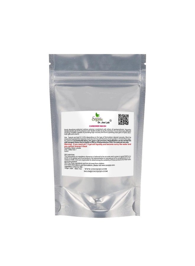 cocojojo Carbomer 980 / Carbopol 4 oz - 120 gr Cosmetic Ingredient - All Purpose Thickening Agent Cosmetic Formulation Gel Cream Lotion DIY Cosmetics Carbopol Emulsify Packaging May Vary - Image 1