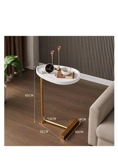 Sofa Side Table C Shaped End Table Slide Under Sofa Table Couch End Tables for Living Room Bedroom Bathroom Rustic Snack Coffee Laptop Table Egg Oval Shaped Metal Frames Easy Assembly