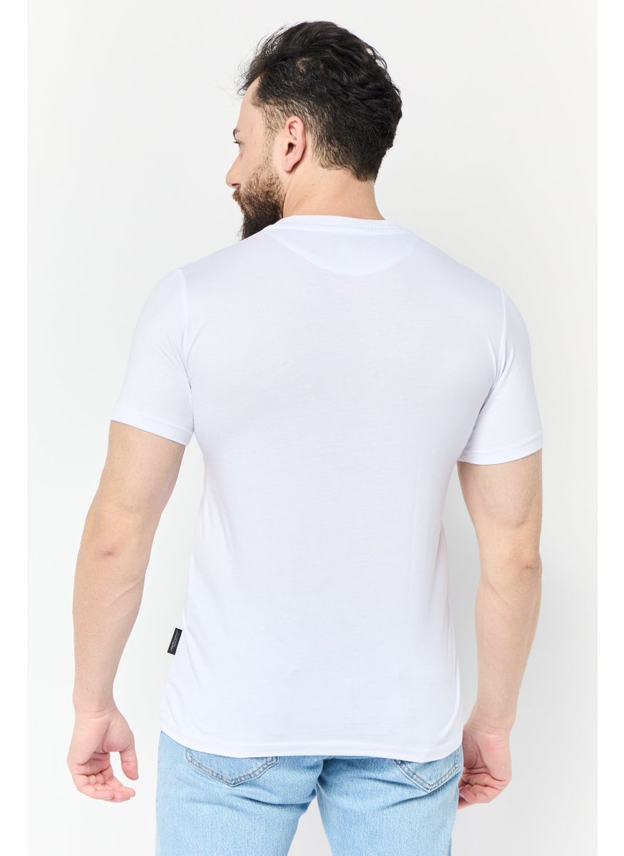 LAMBORGHINI - Men Crew Neck Short Sleeves Brand Logo T-Shirt, White - Image 1