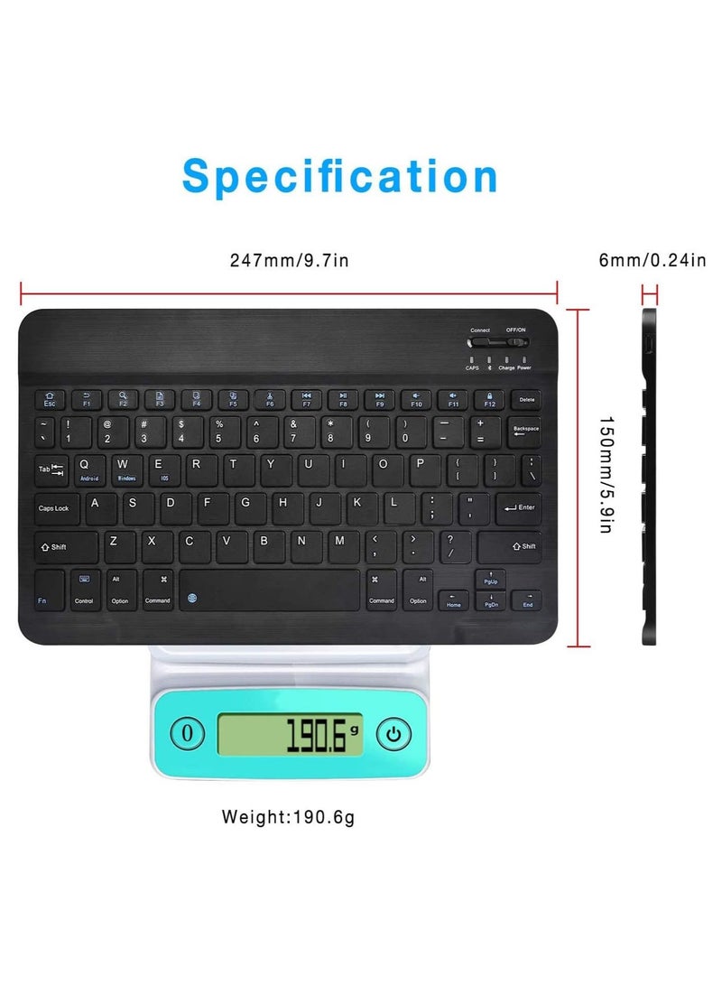 BK Keyboard BK-100 Mini Bluetooth Wireless Rechargeable iOS, Android, Mac OS and Windows For Mobile, Tablet & TV Colors: (Black, White) (Black) - Image 4
