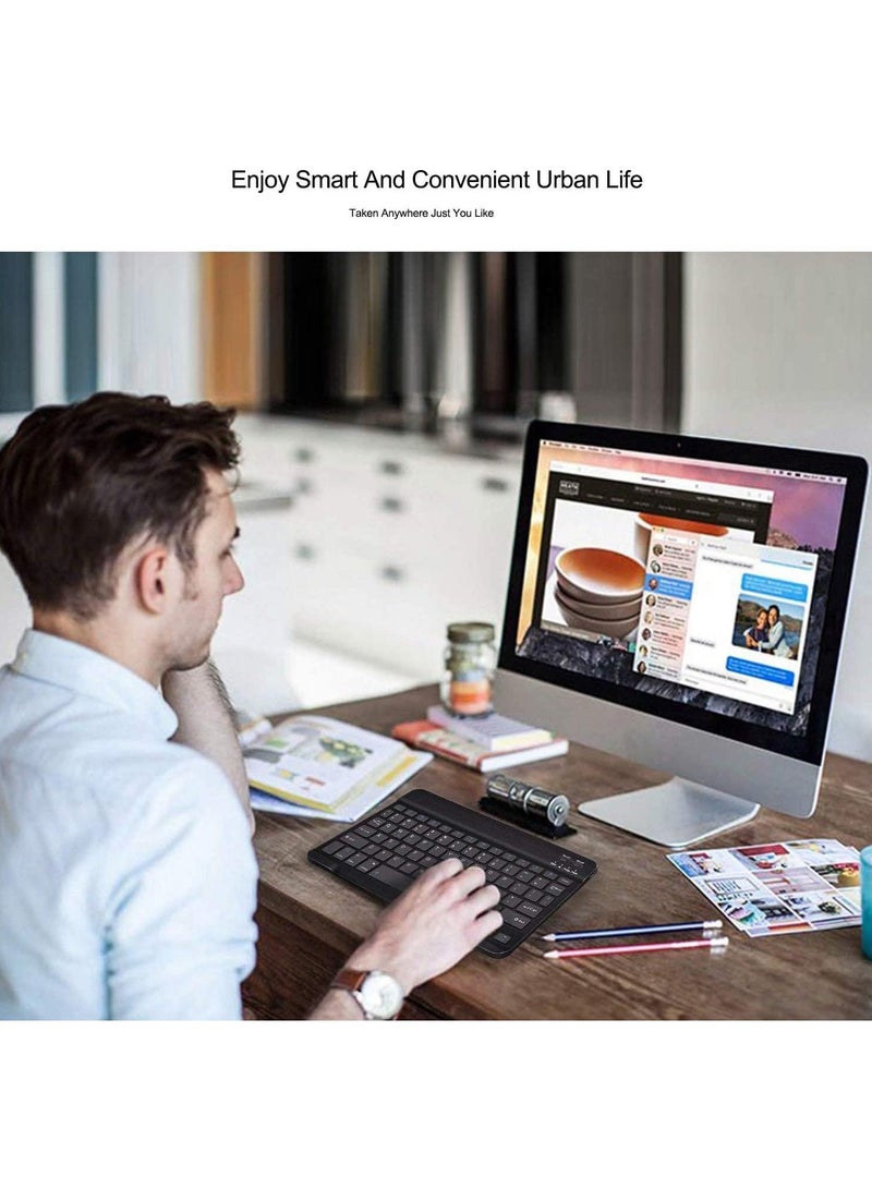 BK Keyboard BK-100 Mini Bluetooth Wireless Rechargeable iOS, Android, Mac OS and Windows For Mobile, Tablet & TV Colors: (Black, White) (Black) - Image 2